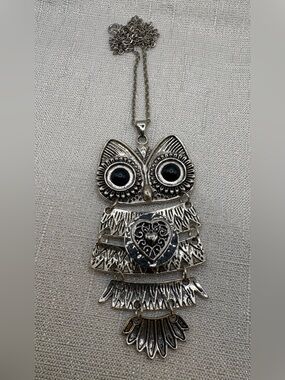 Articulating Owl Snap Button Necklace with 1 Ginger Snaps & Co. Charm